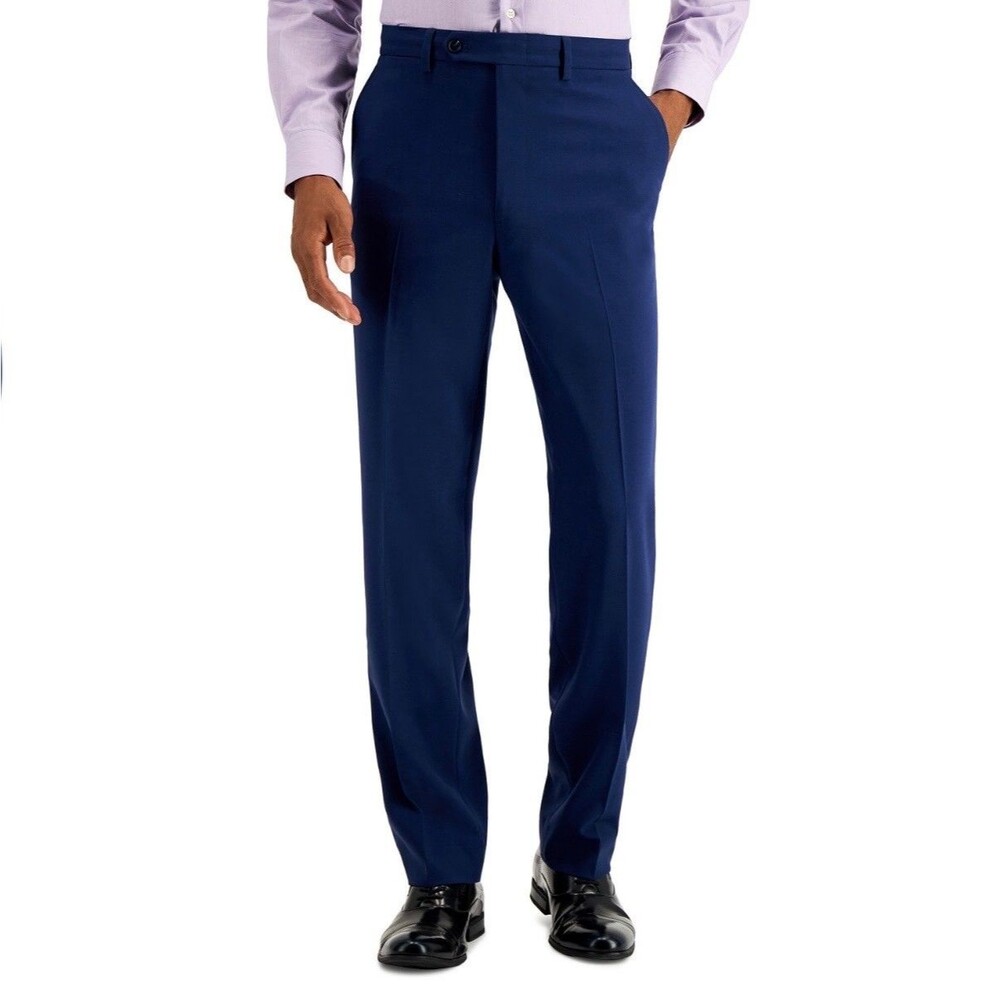 NEW NAUTICA Mens 36x30 Solid Blue Stretch Super Soft Dress Pants/Slacks